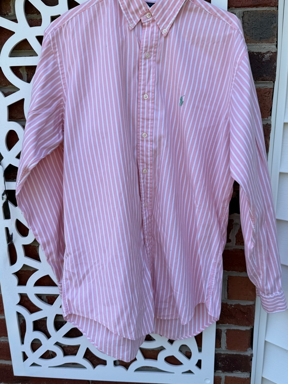 Ralph Lauren Yarmouth Men’s Pink White Striped Button Down 15.5 32/33